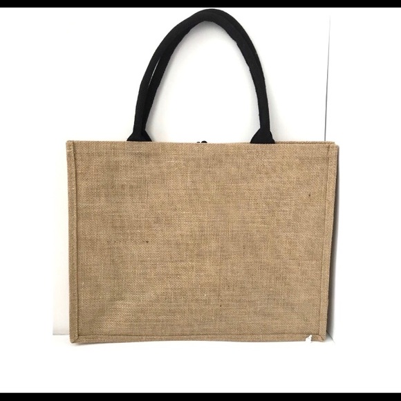 ❌SOLD❌ NWT HELLO WEEKEND Cute Burlap Tote - Picture 5 of 10